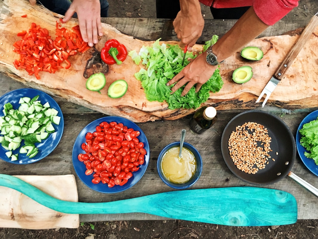 Nutritionist demonstrating healthy cooking preparation
